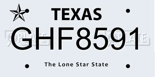GHF8591 Texas License Plate
