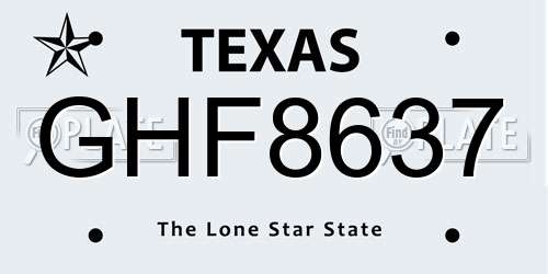 GHF8637 Texas License Plate