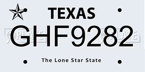 GHF9282 Texas License Plate