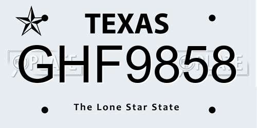 GHF9858 Texas License Plate