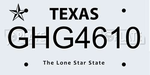 GHG4610 Texas License Plate