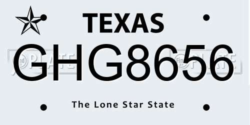 GHG8656 Texas License Plate