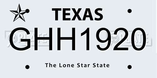 GHH1920 Texas License Plate