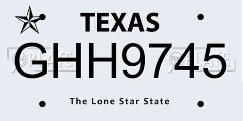 GHH9745 Texas License Plate