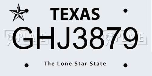 GHJ3879 Texas License Plate