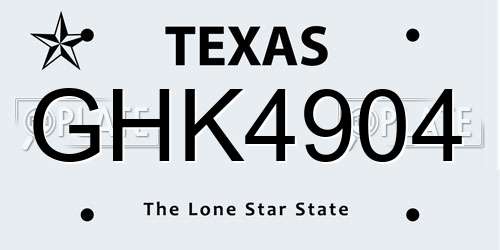 GHK4904 Texas License Plate