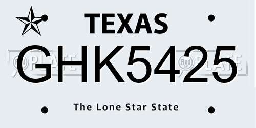 GHK5425 Texas License Plate