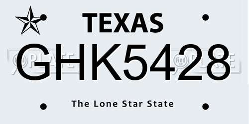 GHK5428 Texas License Plate