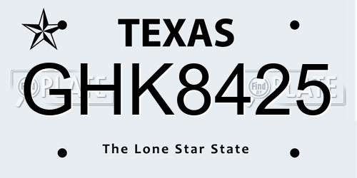 GHK8425 Texas License Plate