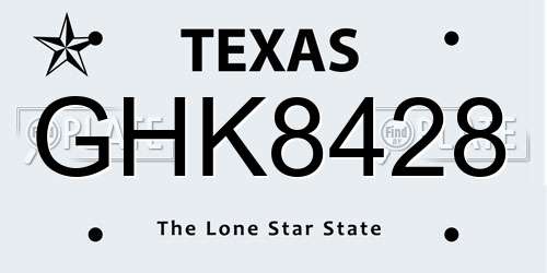 GHK8428 Texas License Plate