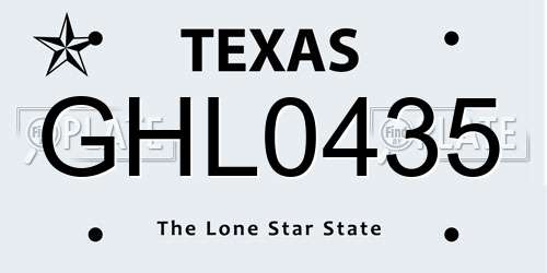 GHL0435 Texas License Plate