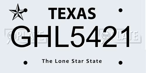 GHL5421 Texas License Plate