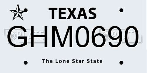 GHM0690 Texas License Plate