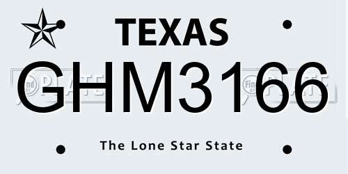 GHM3166 Texas License Plate