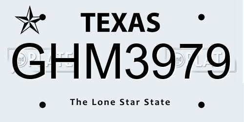 GHM3979 Texas License Plate