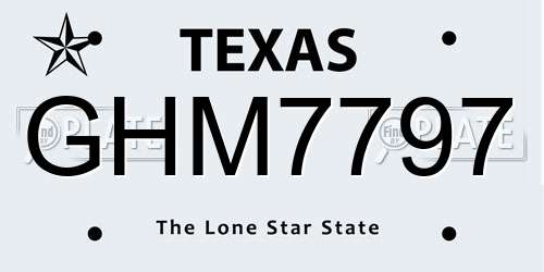 GHM7797 Texas License Plate