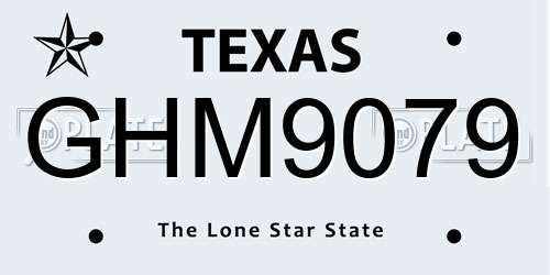 GHM9079 Texas License Plate