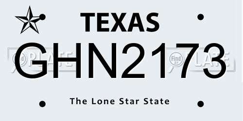 GHN2173 Texas License Plate