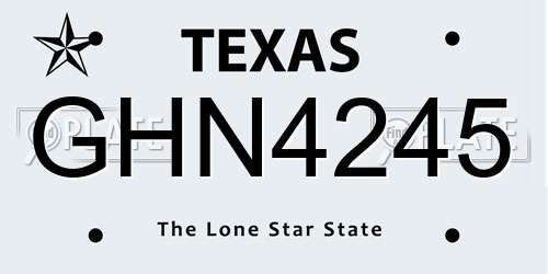 GHN4245 Texas License Plate