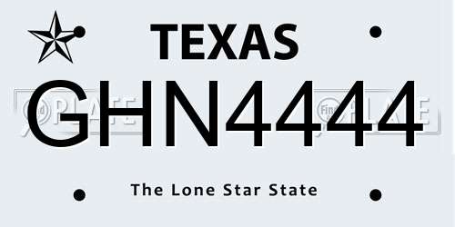 GHN4444 Texas License Plate