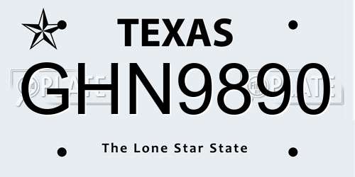 GHN9890 Texas License Plate
