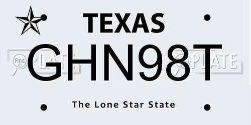 GHN98T Texas License Plate