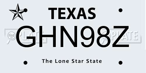GHN98Z Texas License Plate