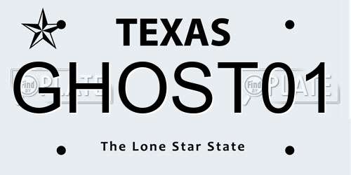 GHOST01 Texas License Plate