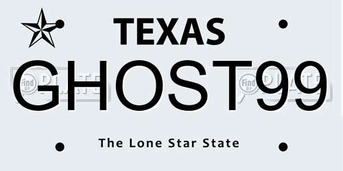 GHOST99 Texas License Plate