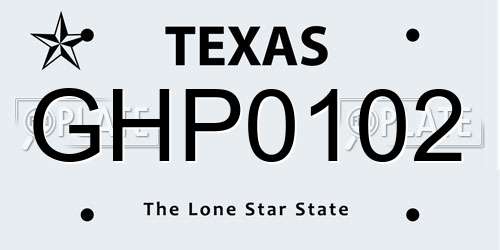 GHP0102 Texas License Plate
