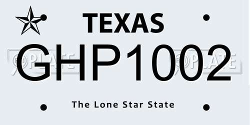 GHP1002 Texas License Plate