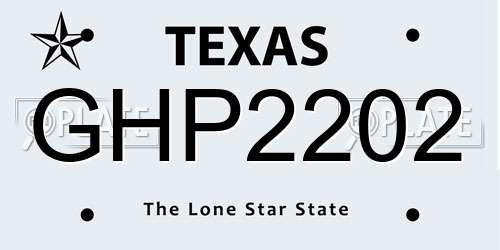 GHP2202 Texas License Plate