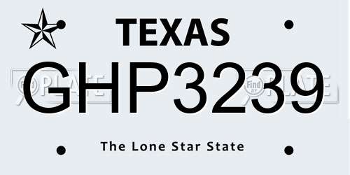 GHP3239 Texas License Plate