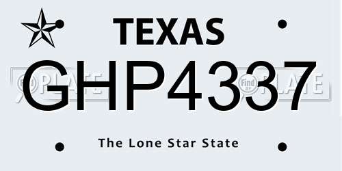 GHP4337 Texas License Plate