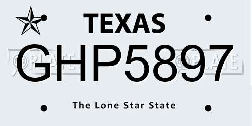 GHP5897 Texas License Plate