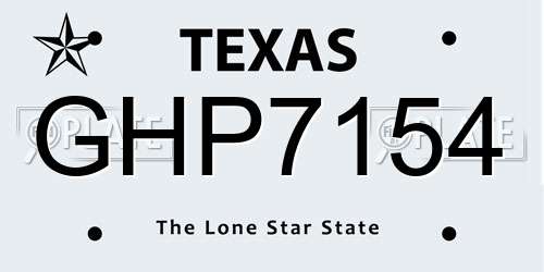 GHP7154 Texas License Plate