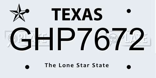 GHP7672 Texas License Plate