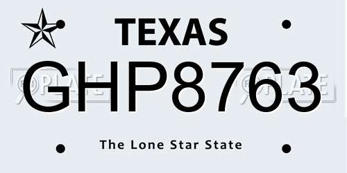 GHP8763 Texas License Plate