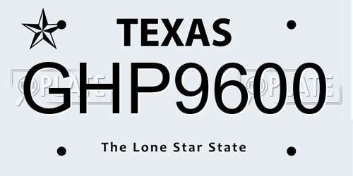 GHP9600 Texas License Plate
