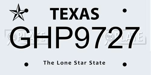 GHP9727 Texas License Plate
