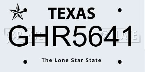 GHR5641 Texas License Plate