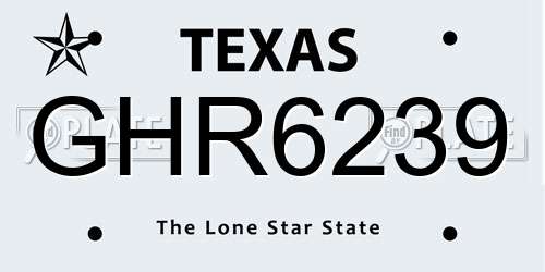 GHR6239 Texas License Plate