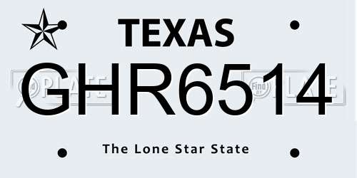 GHR6514 Texas License Plate