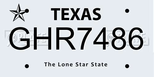 GHR7486 Texas License Plate