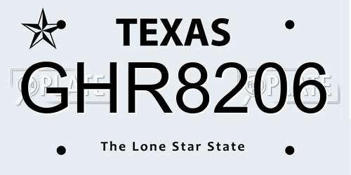 GHR8206 Texas License Plate