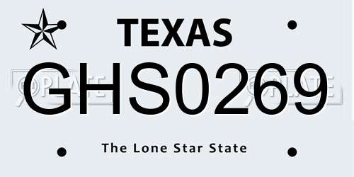 GHS0269 Texas License Plate