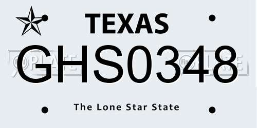 GHS0348 Texas License Plate