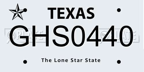 GHS0440 Texas License Plate