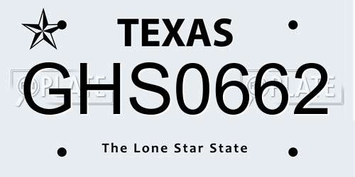 GHS0662 Texas License Plate