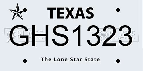 GHS1323 Texas License Plate